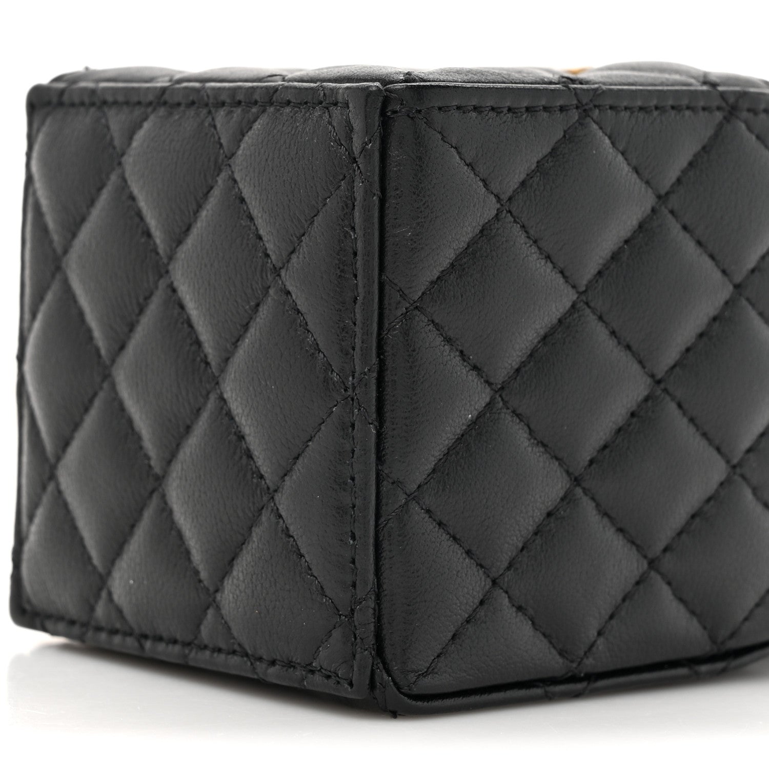 Chanel Calfskin Quilted Mini Drawstring Bucket Bag Black 9 of 10