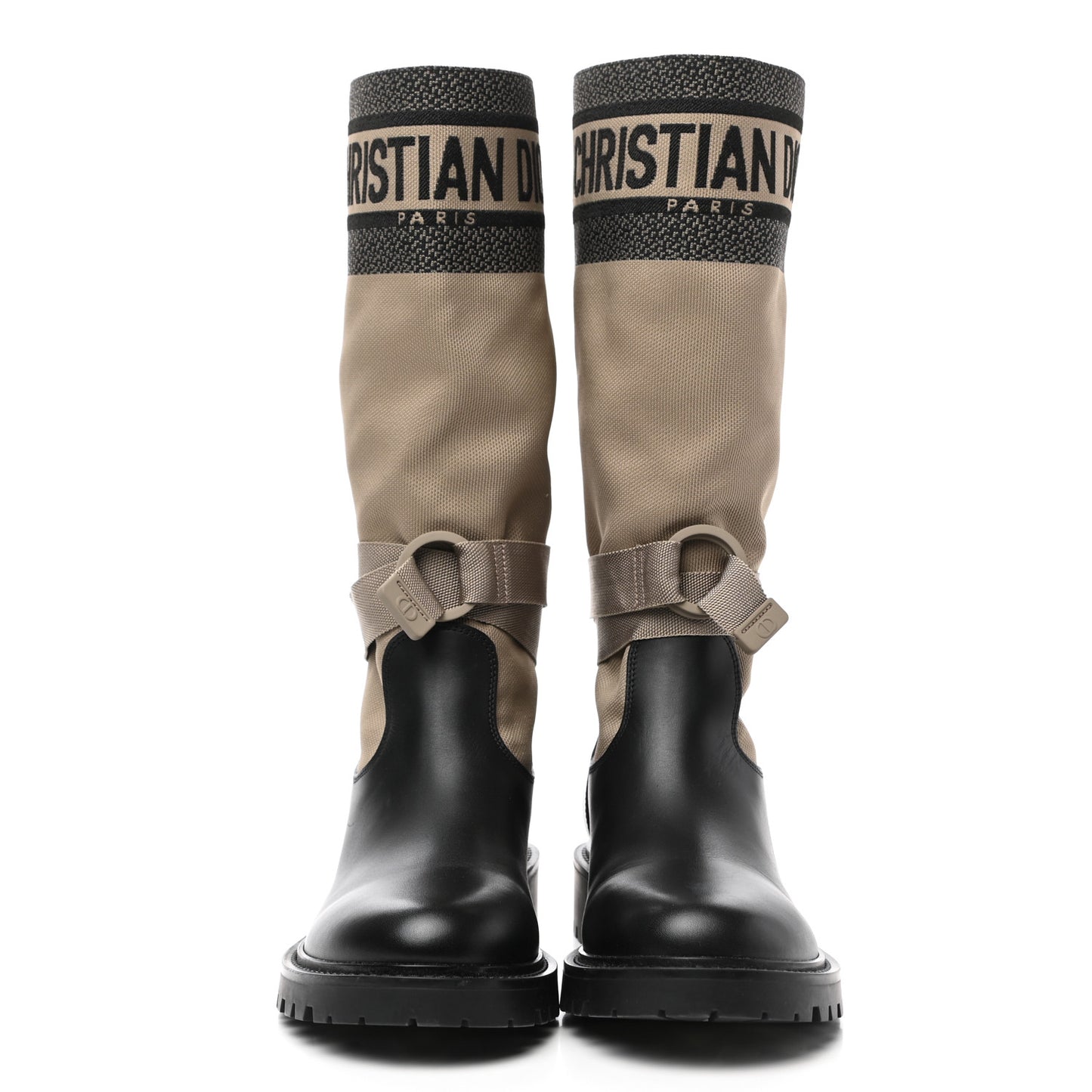 Technical Fabric Calfskin D-Major Boots 37.5 Taupe Black