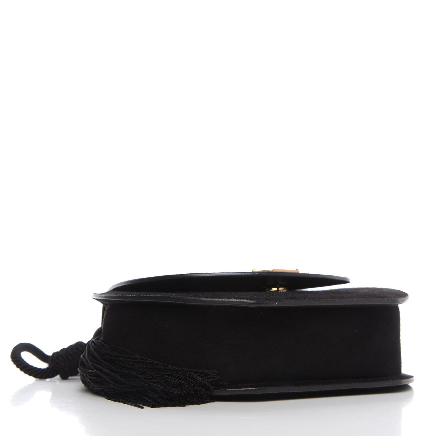 Suede Tassel Demie Lune Minaudiere Black