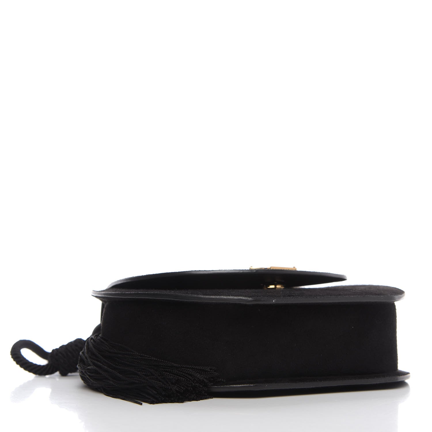 Saint Laurent Suede Tassel Demie Lune Minaudiere Black 4 of 9