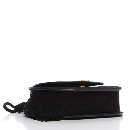 Saint Laurent Suede Tassel Demie Lune Minaudiere Black 4 of 9