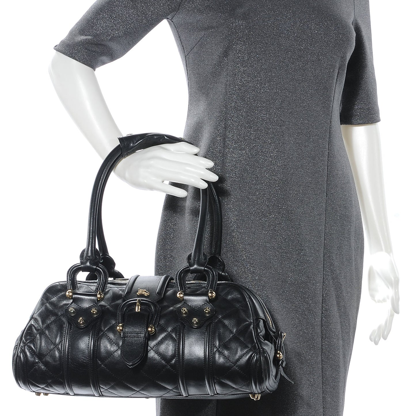 Calfskin Quilted Manor Satchel Black
