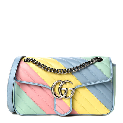 Gucci Calfskin Matelasse Diagonal Small GG Marmont Shoulder Bag Multicolor Pastel 1 of 11