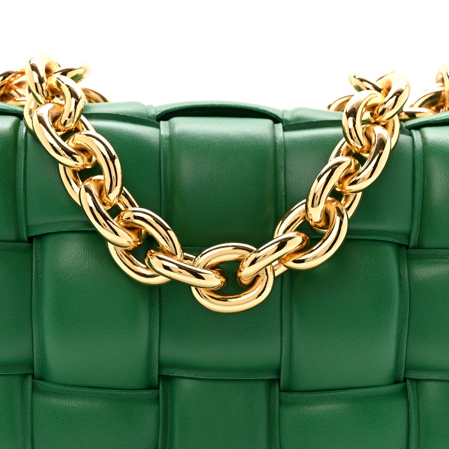 Bottega Veneta Lambskin Maxi Intreccio Padded Chain Cassette Crossbody Bag Racing Green 8 of 12