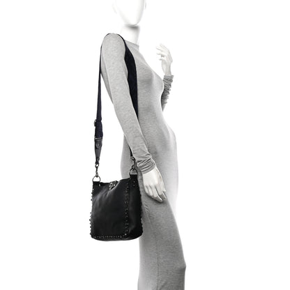 Valentino Garavani Pebbled Calfskin Onyx Small Rockstud Rolling Flip-Lock Messenger Bag Black 2 of 12