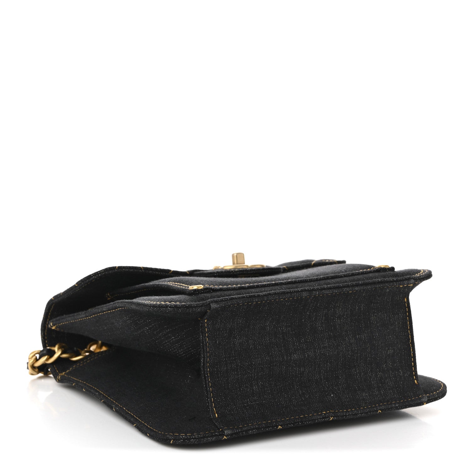Chanel Denim Quilted Double You Mini Flap Black Golden 6 of 19