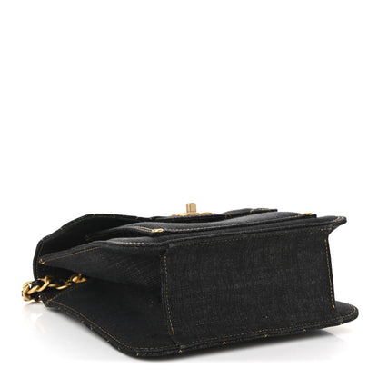 Chanel Denim Quilted Double You Mini Flap Black Golden 6 of 19