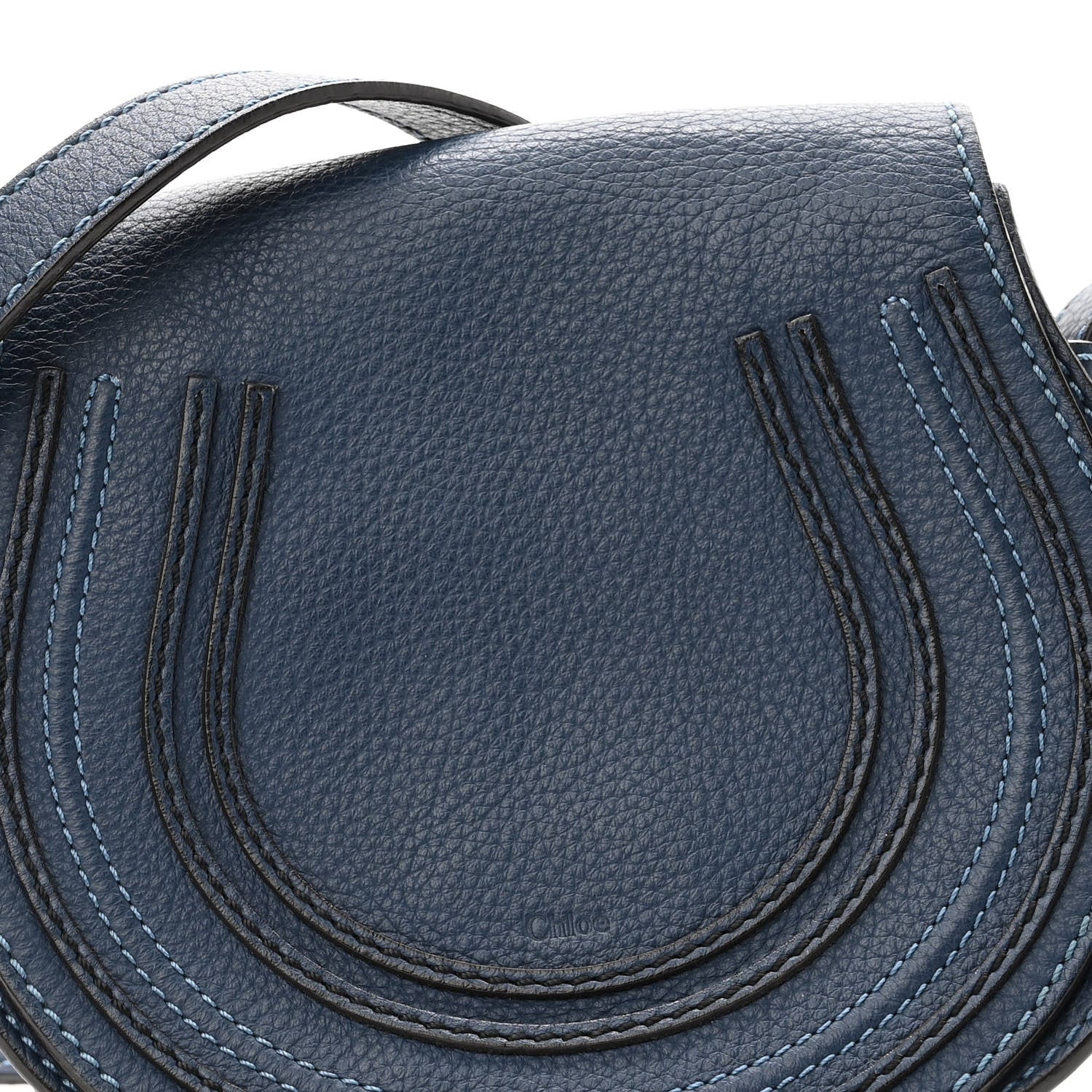 Chloe Calfskin Mini Marcie Round Crossbody Bag Blue 8 of 10