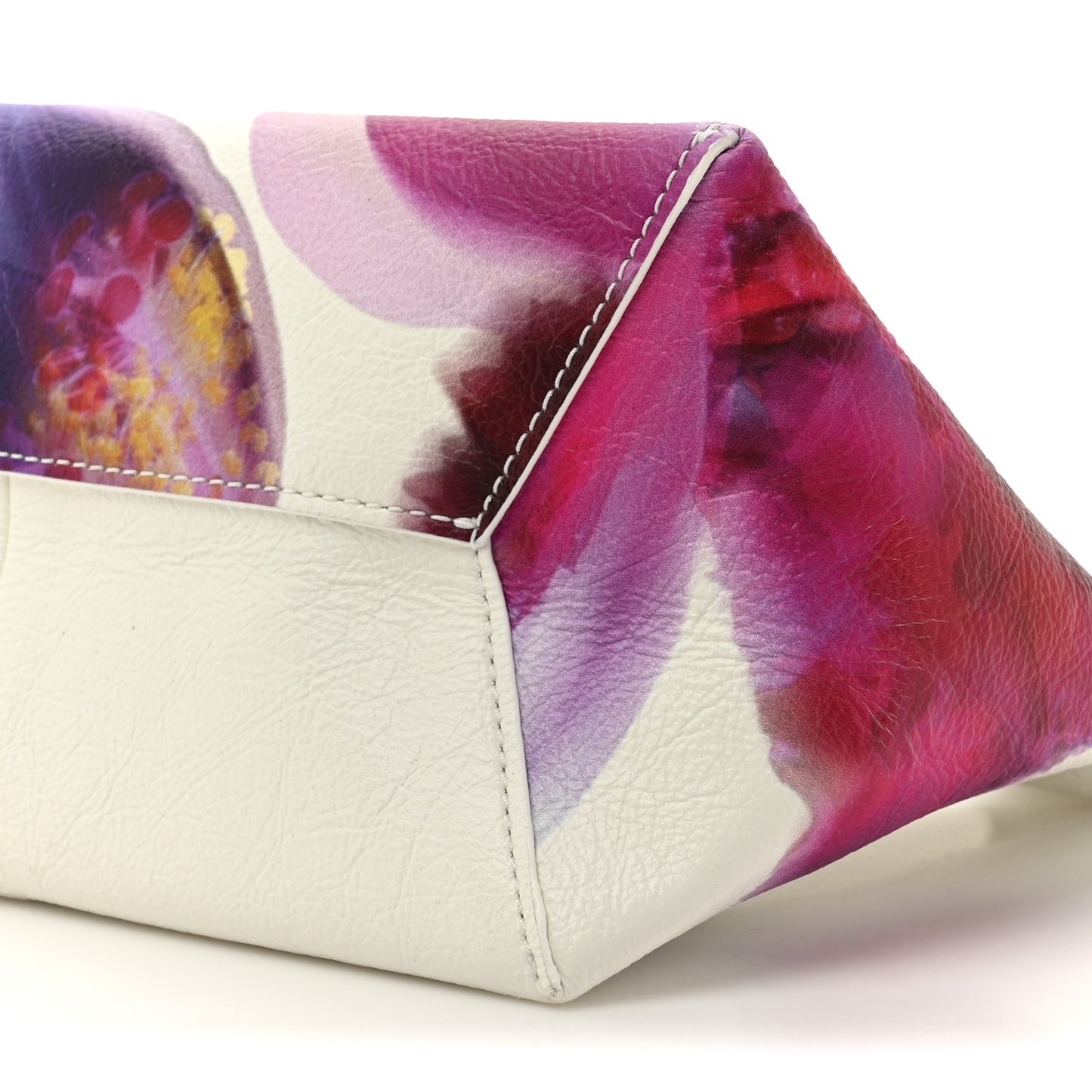 Crinkled Calfskin Future Floral Mini The Sack Bag White Multicolor