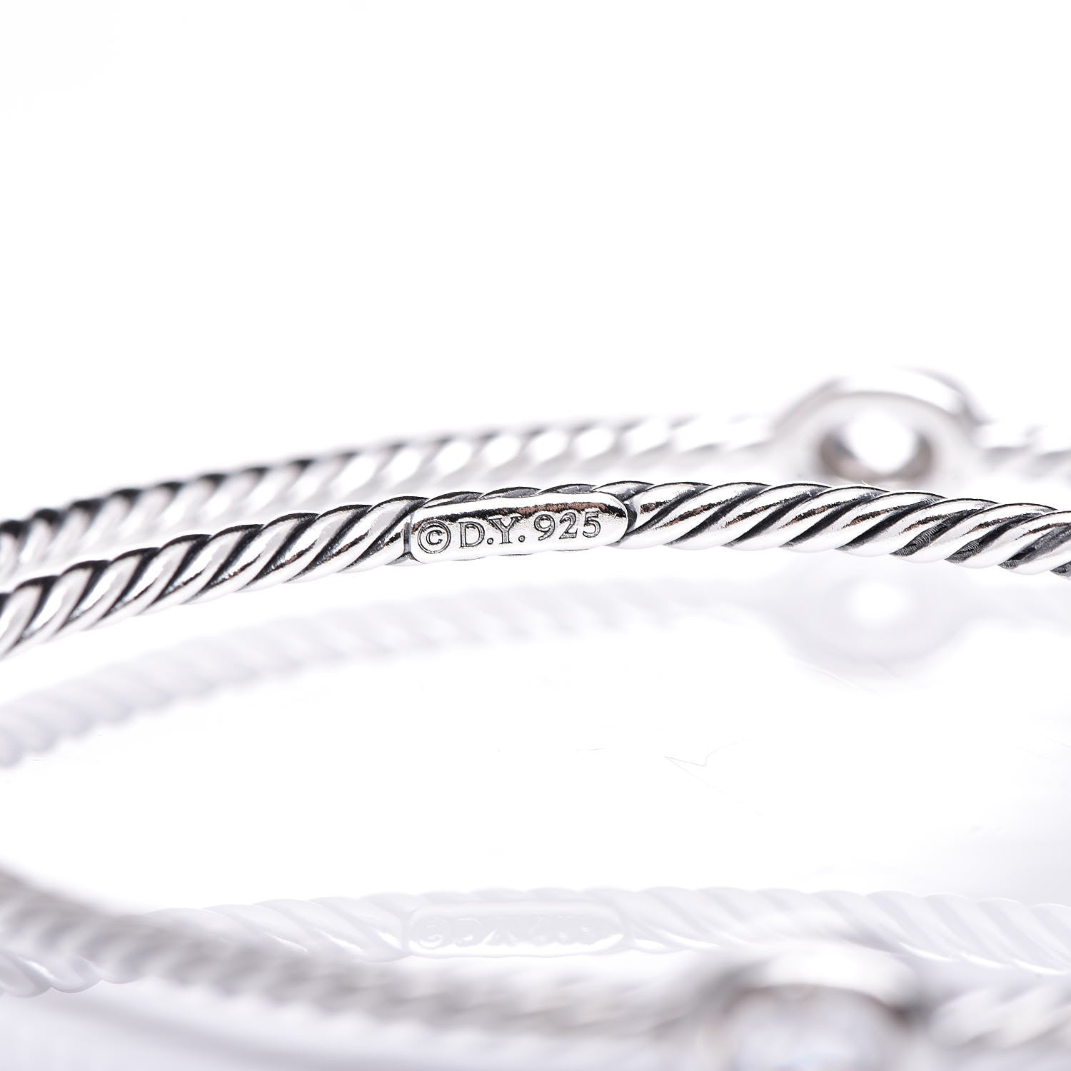 David Yurman Sterling Silver Crystal Color Classics Cable Bangle Bracelet Set of 2 5 of 5