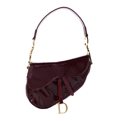 Christian Dior Patent Diorissimo Saddle Bag Dark Red 1 of 10