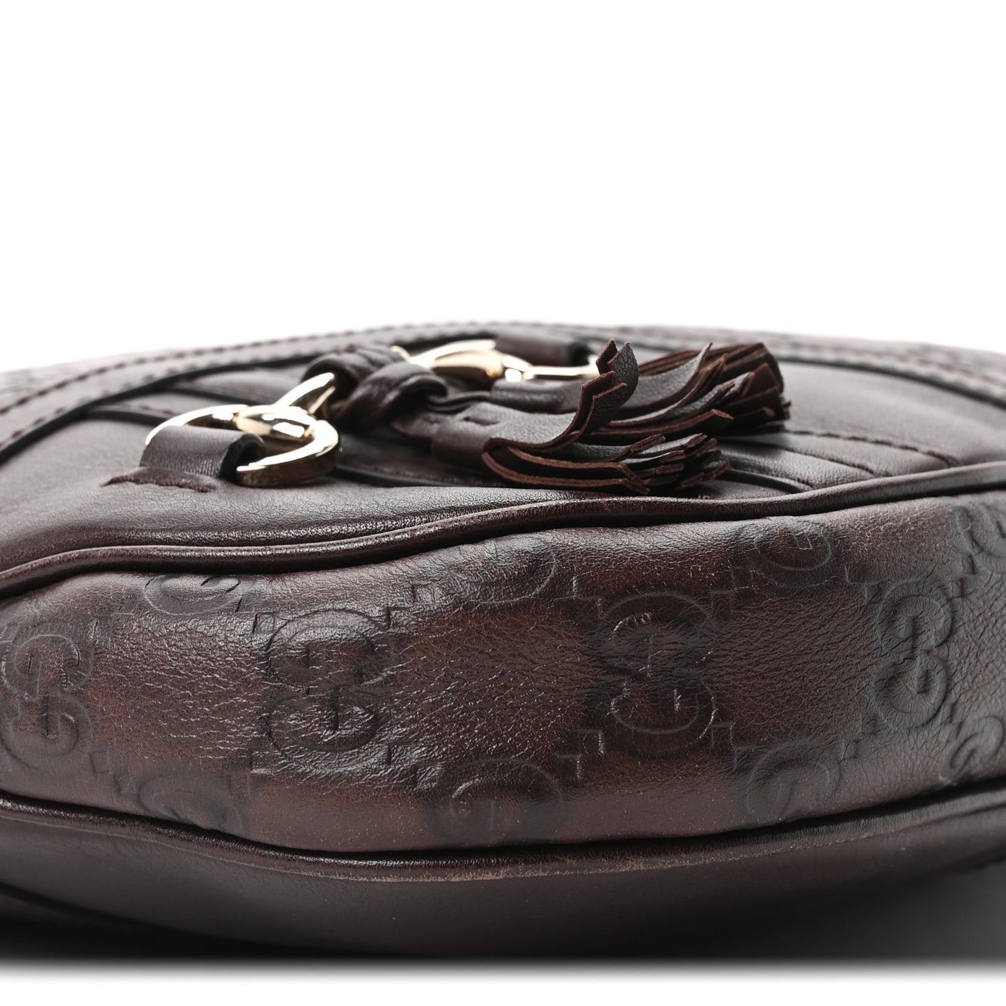 Guccissima Horsebit Tassel Messenger Bag  Dark Brown