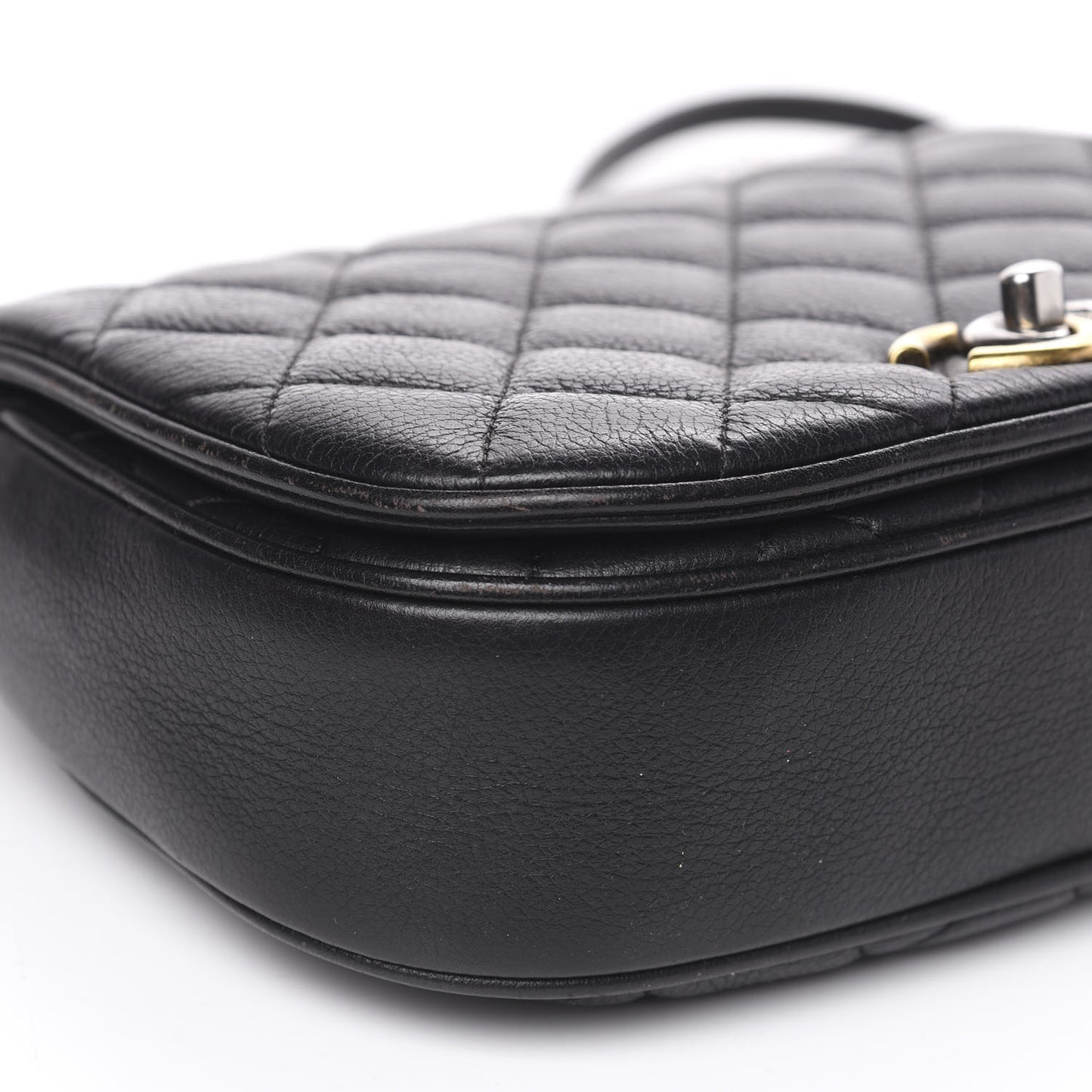 Calfskin Quilted Small Casual Pocket Messenger Flap Black