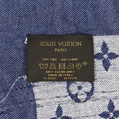 Louis Vuitton Silk Wool Monogram Denim Shawl Blue 4 of 4
