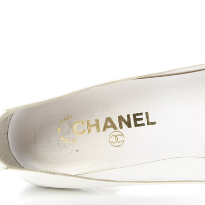 Chanel Patent Calfskin Cap Toe Pumps 40 White Black 8 of 9