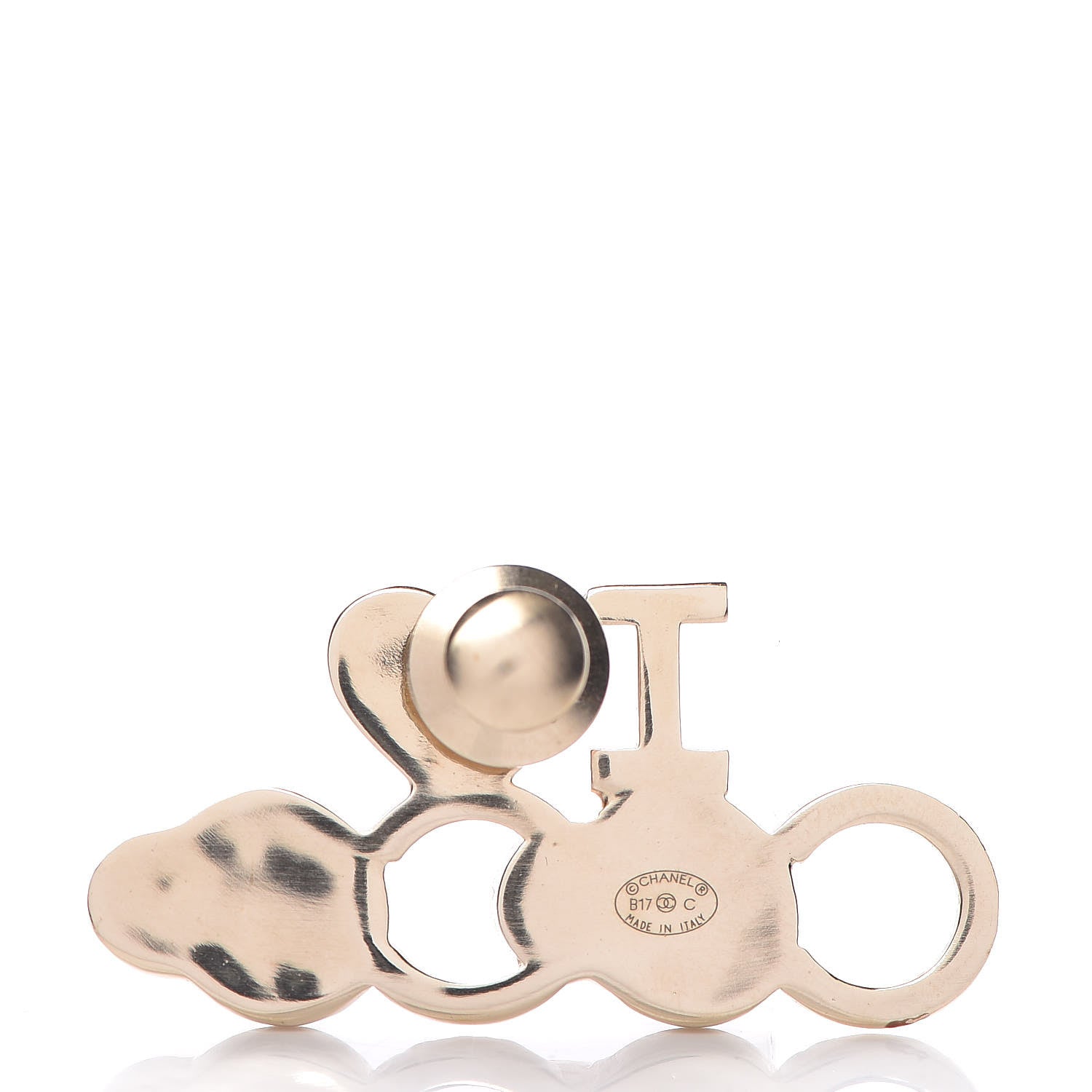 Chanel Metal Resin Pearl I Love Coco Brooch Gold Brown Pink 3 of 5