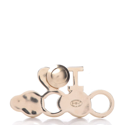 Chanel Metal Resin Pearl I Love Coco Brooch Gold Brown Pink 3 of 5