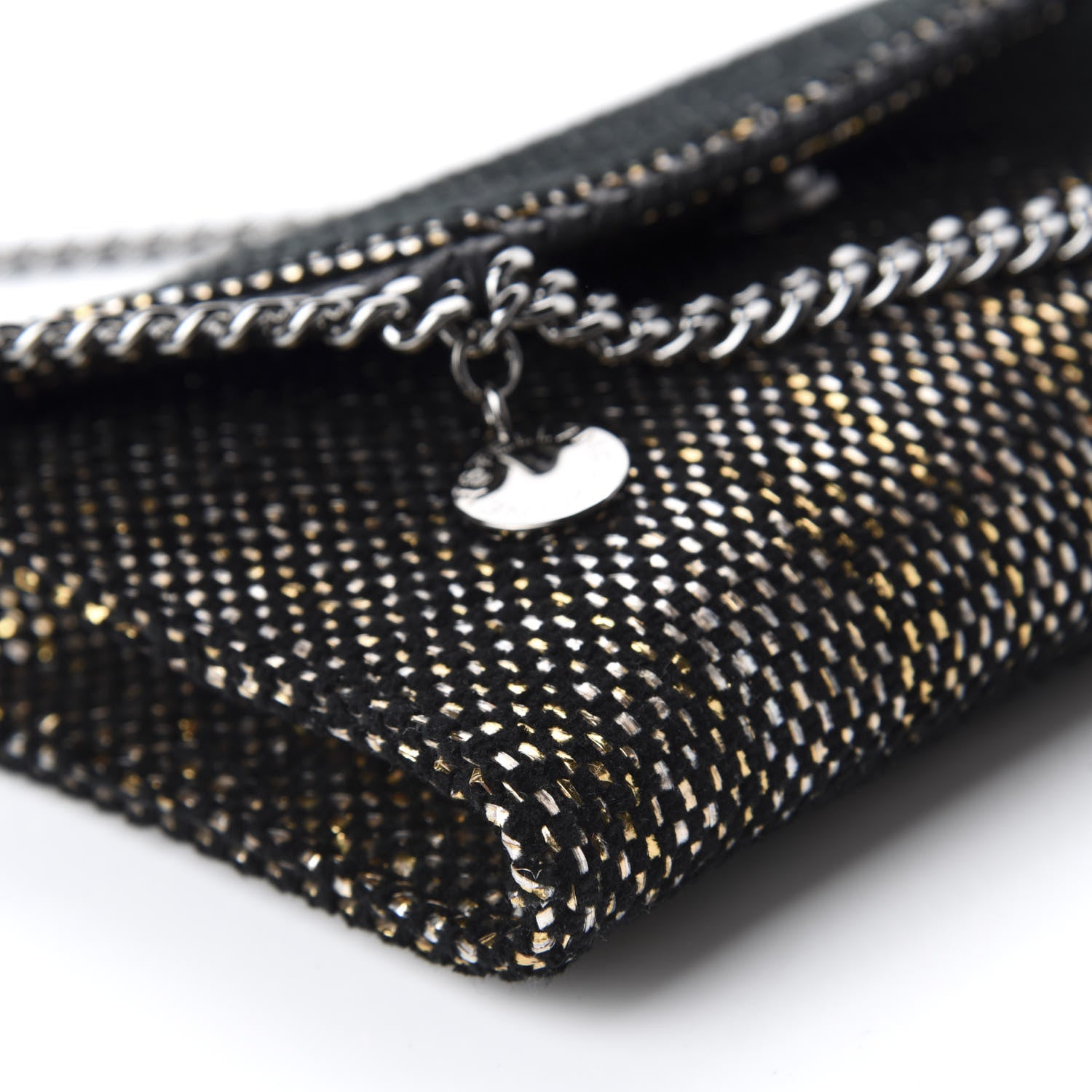 Stella McCartney Metallic Woven Raffia Falabella Mini Crossbody Black Gold 6 of 9