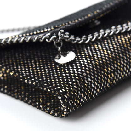 Stella McCartney Metallic Woven Raffia Falabella Mini Crossbody Black Gold 6 of 9