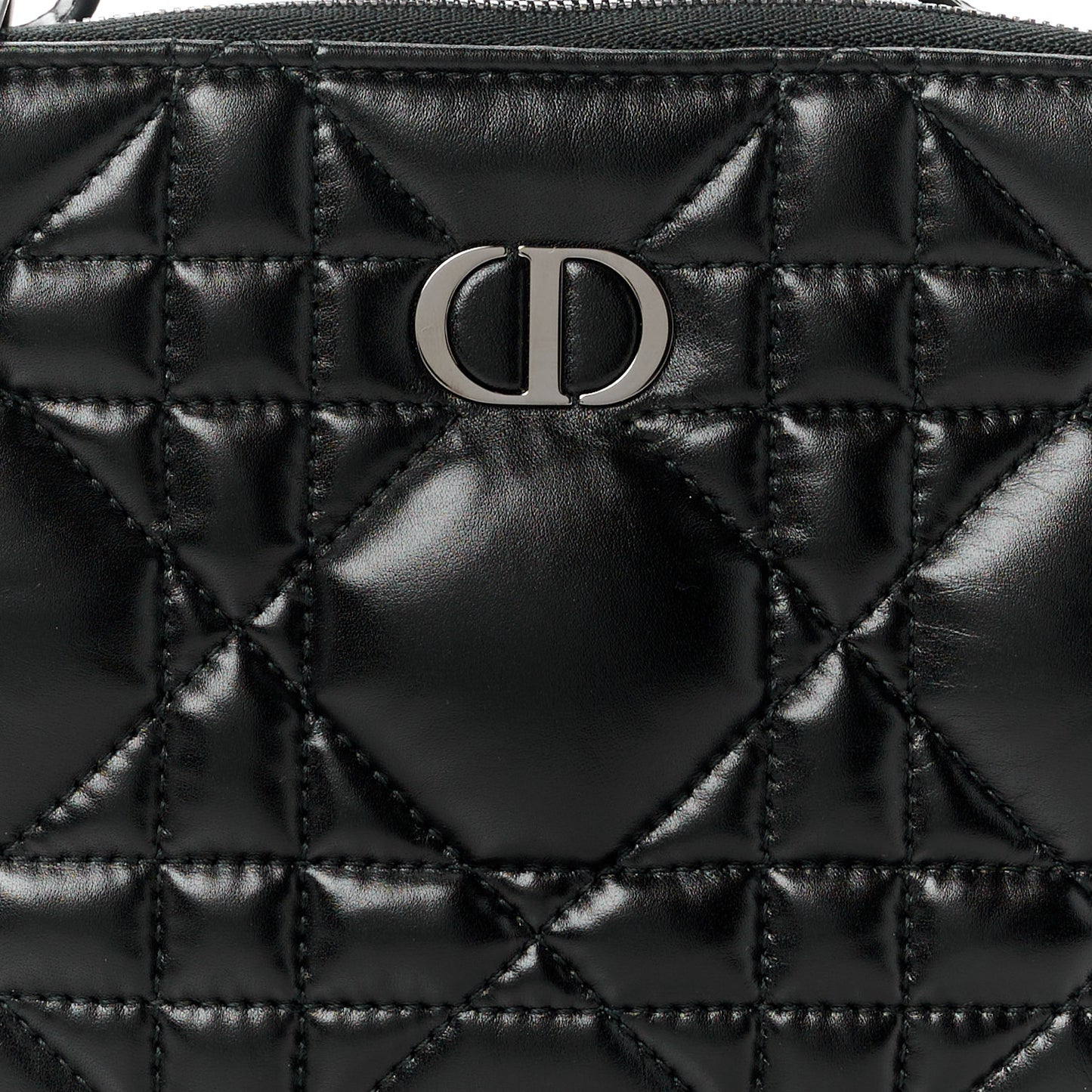 Calfskin Macrocannage Caro Box Bag Black