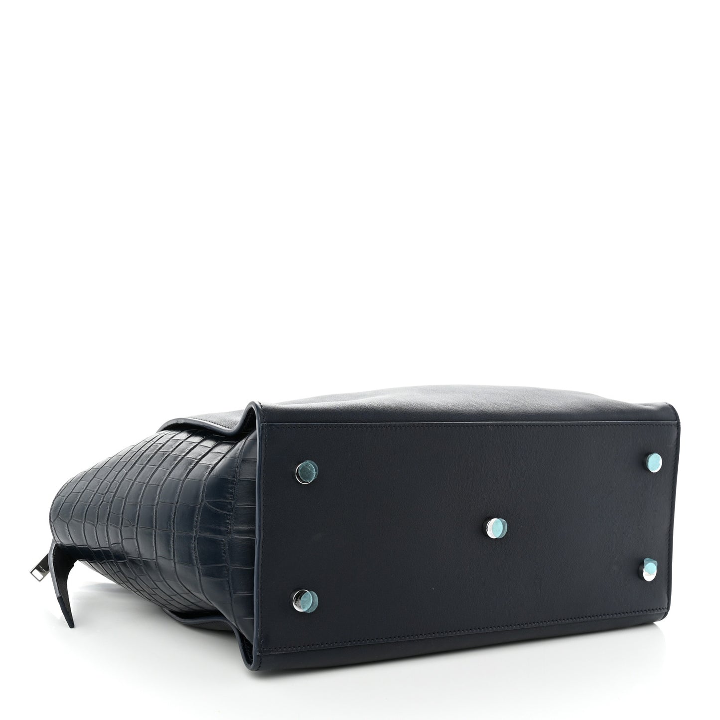 Calfskin Croc Embossed Small Monogram Downtown Cabas Blue