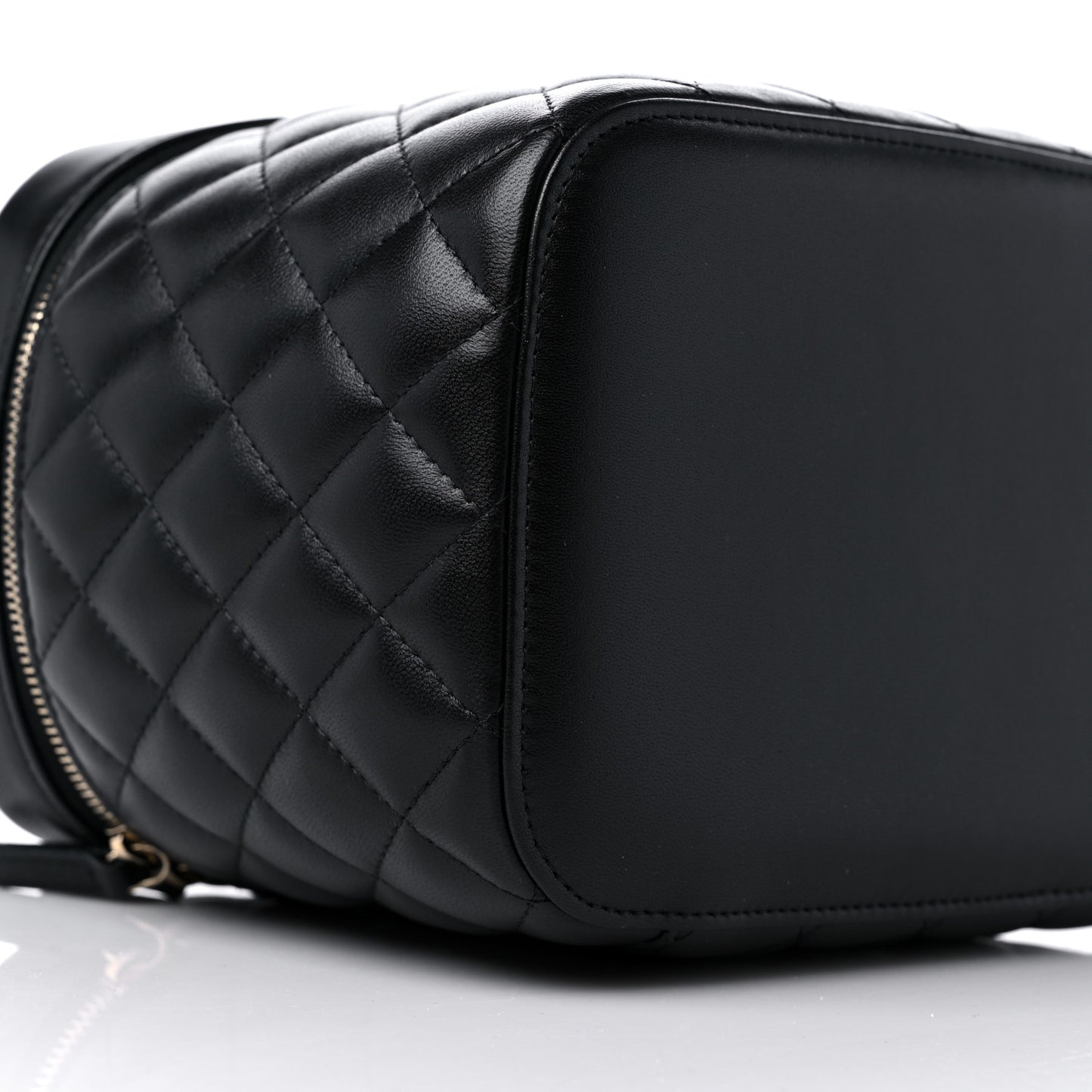 Lambskin Quilted Large Vanity Pouch Black