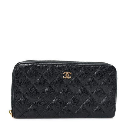 Chanel Caviar Quilted Large Gusset Zip Around Wallet Black 1 of 7