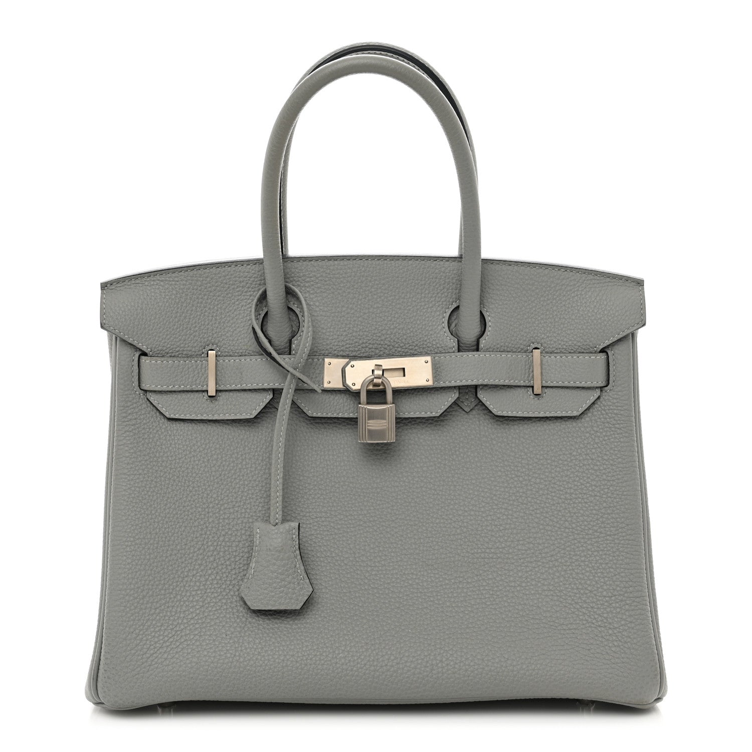 Hermes Togo Horseshoe Birkin 30 Gris Mouette Bleu Electrique 1 of 12