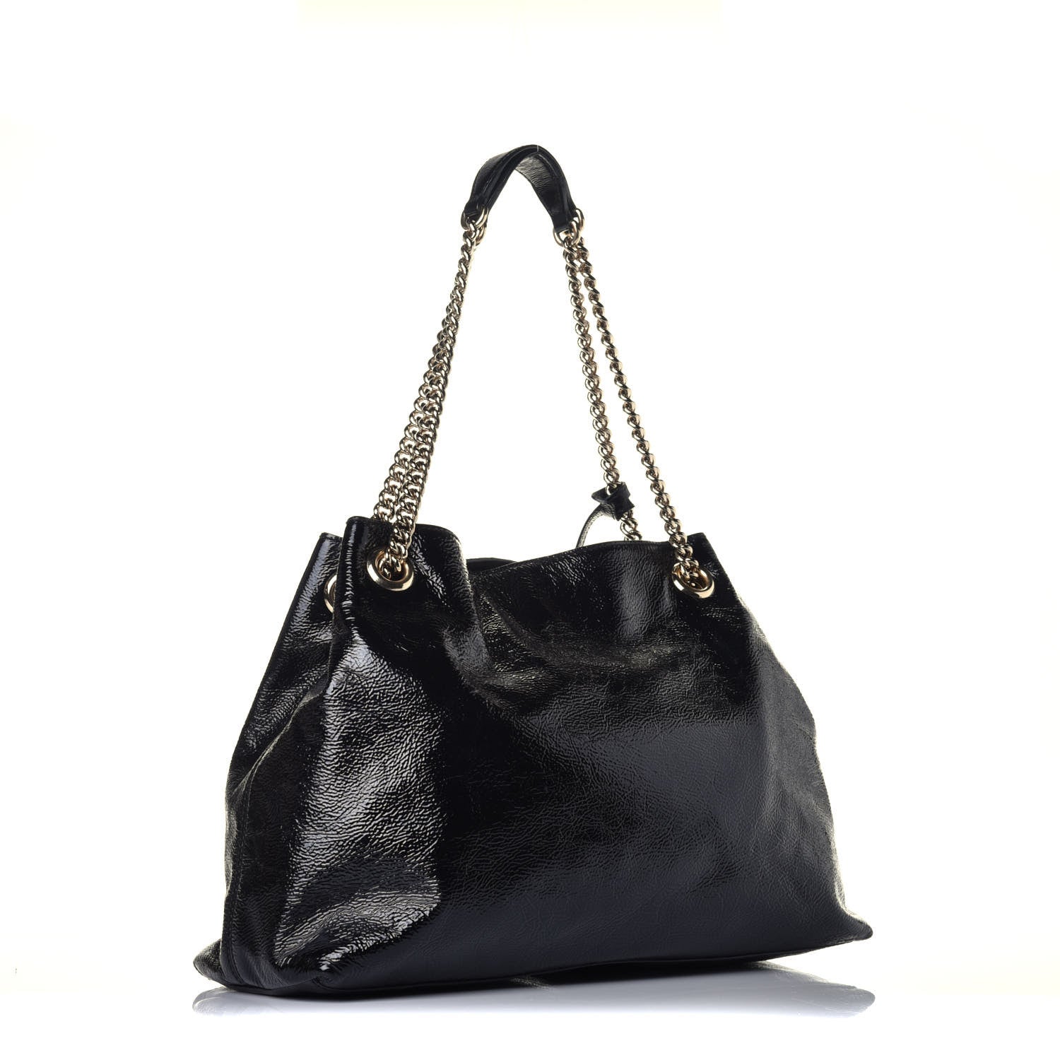 Gucci Patent Medium Soho Chain Shoulder Bag Black 3 of 9
