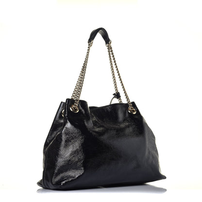 Gucci Patent Medium Soho Chain Shoulder Bag Black 3 of 9