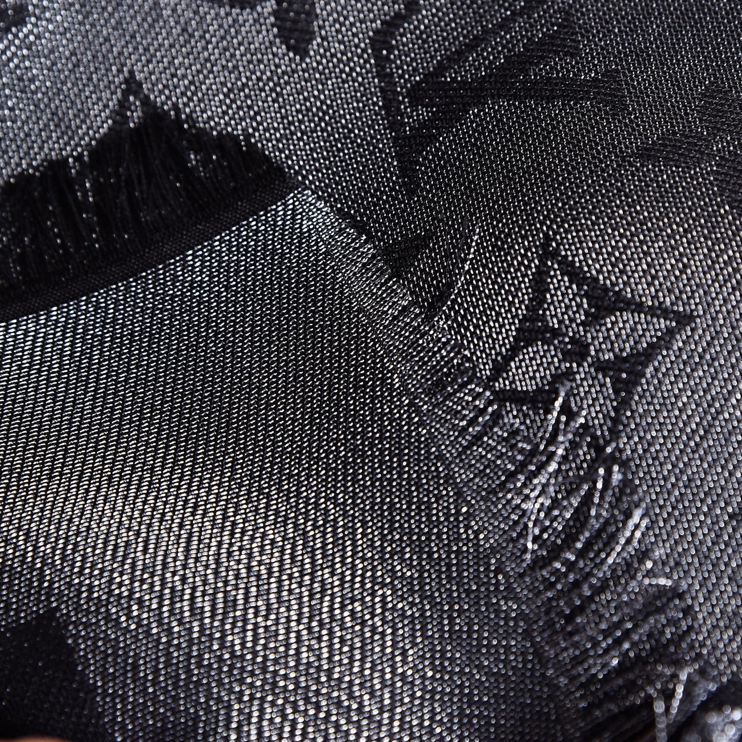 Silk Lurex Wool Monogram Shine Shawl Black