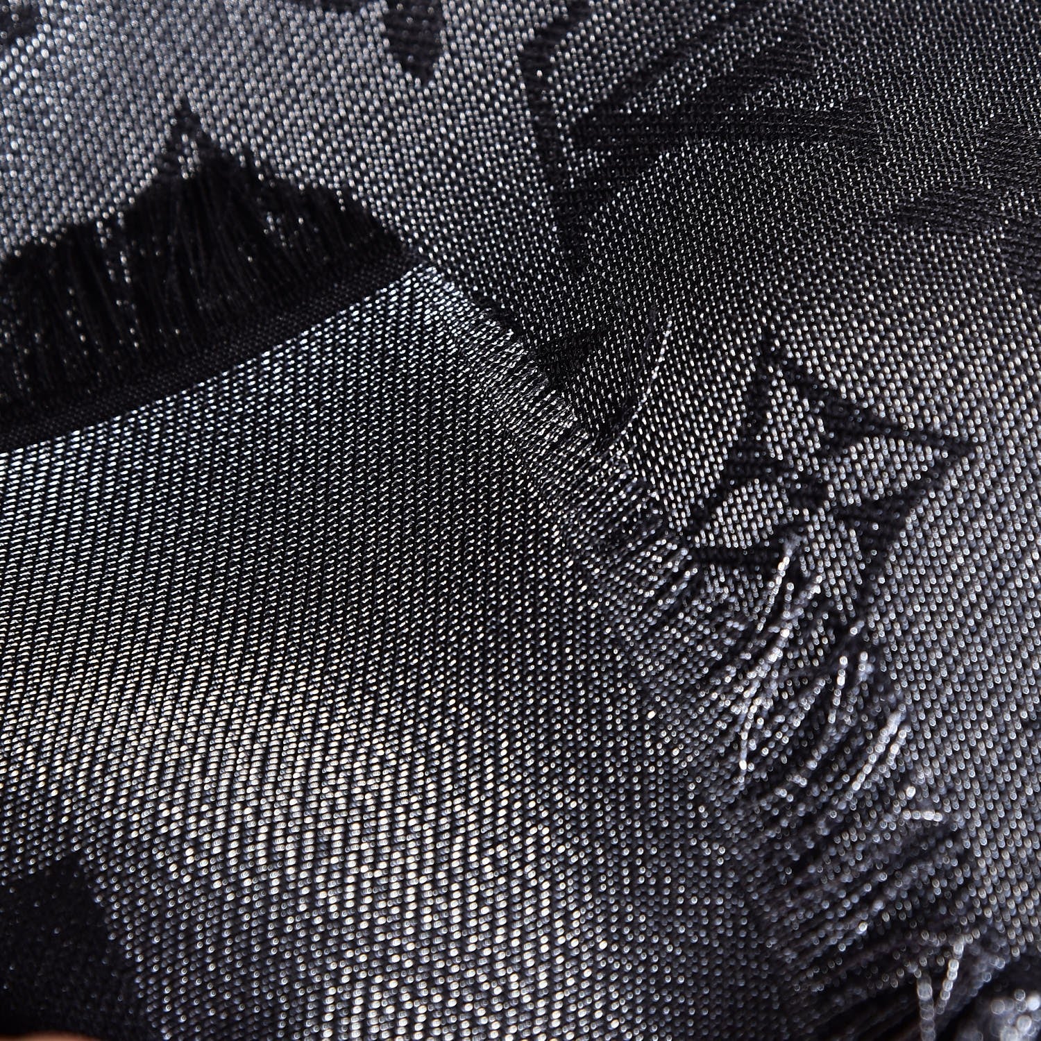 Louis Vuitton Silk Lurex Wool Monogram Shine Shawl Black 6 of 7