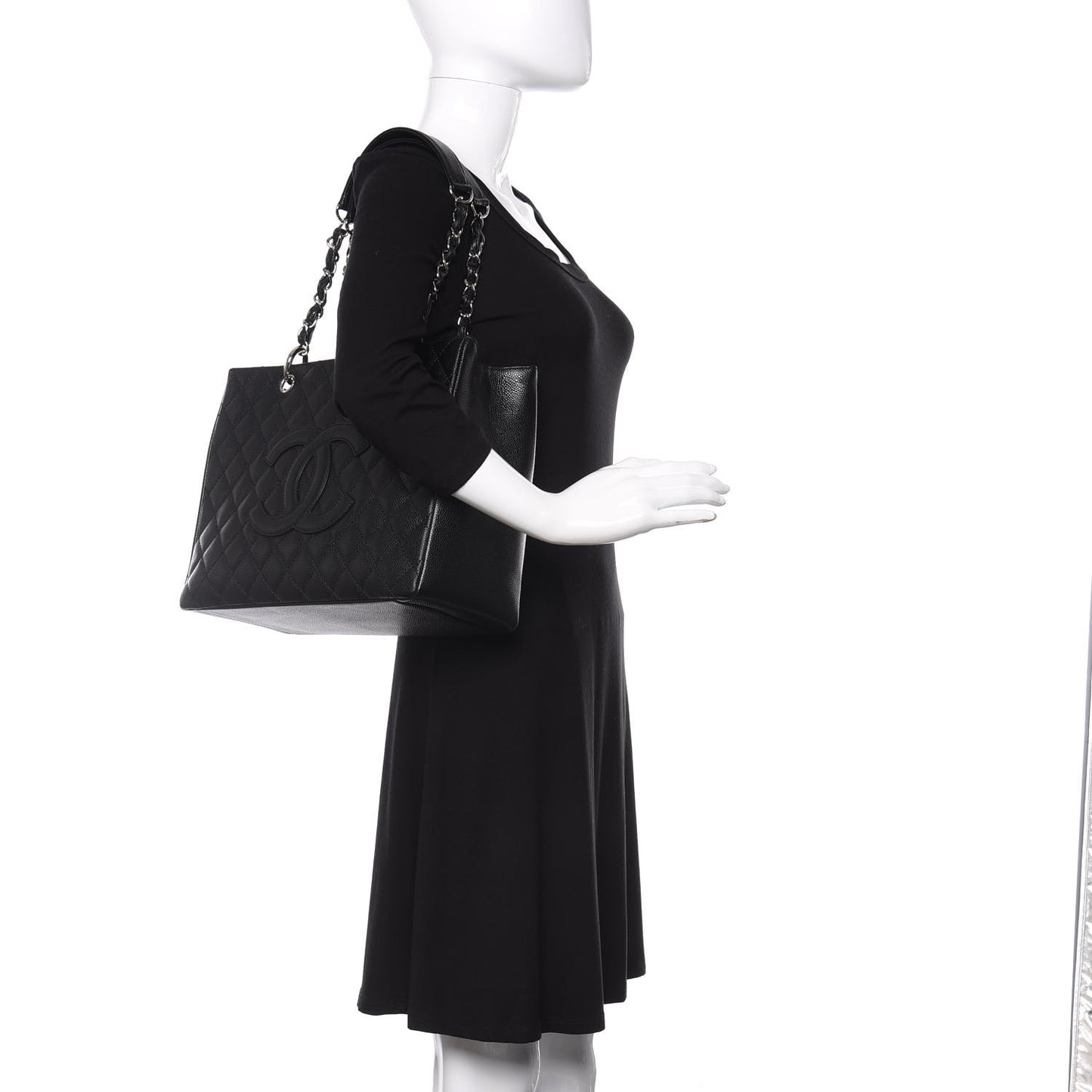 Caviar Quilted Grand Shopping Tote GST Black