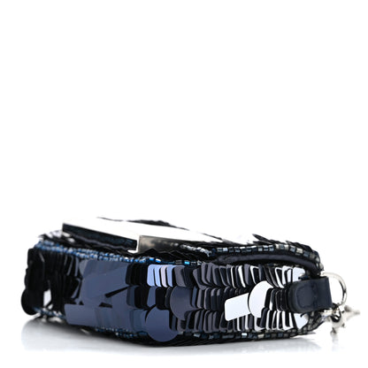 Fendi Sequin Paillettes Shiny Nappa Sex and the City Nano Maxi Buckle Baguette Charm Dark Blue 9 of 9