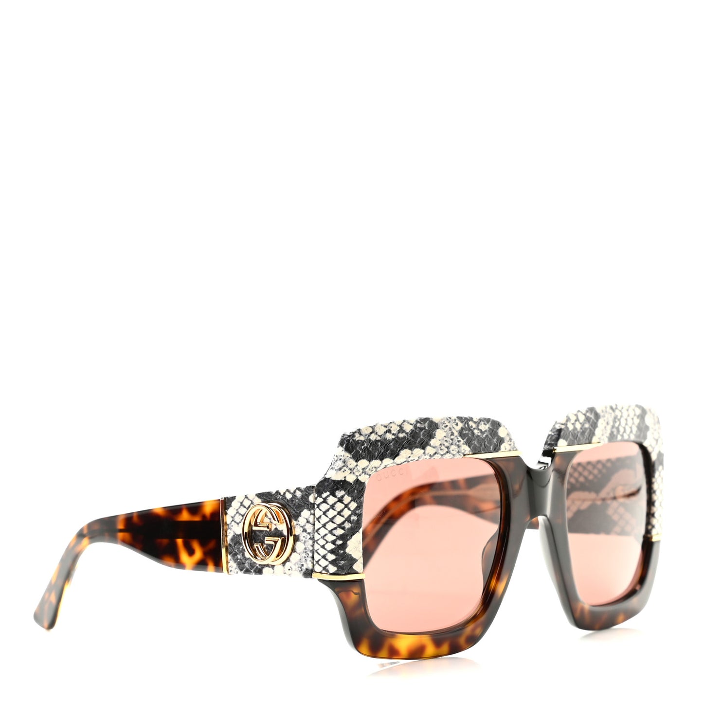 Snakeskin Acetate Square Sunglasses GG0484S Havana