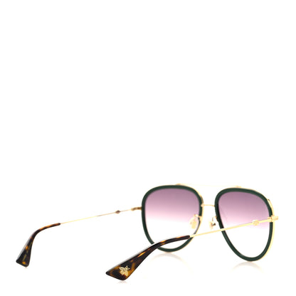Gucci Metal Web Aviator Sunglasses GG0062S Green Red 4 of 6