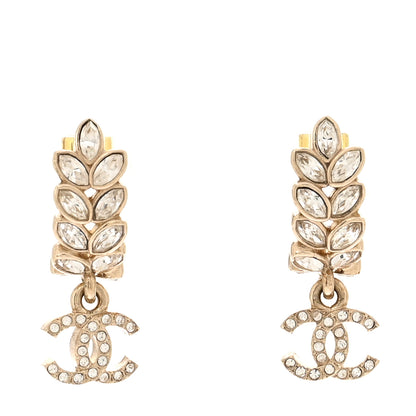 Chanel Crystal Sparkling Wheat CC Long Drop Earrings Gold 1 of 6