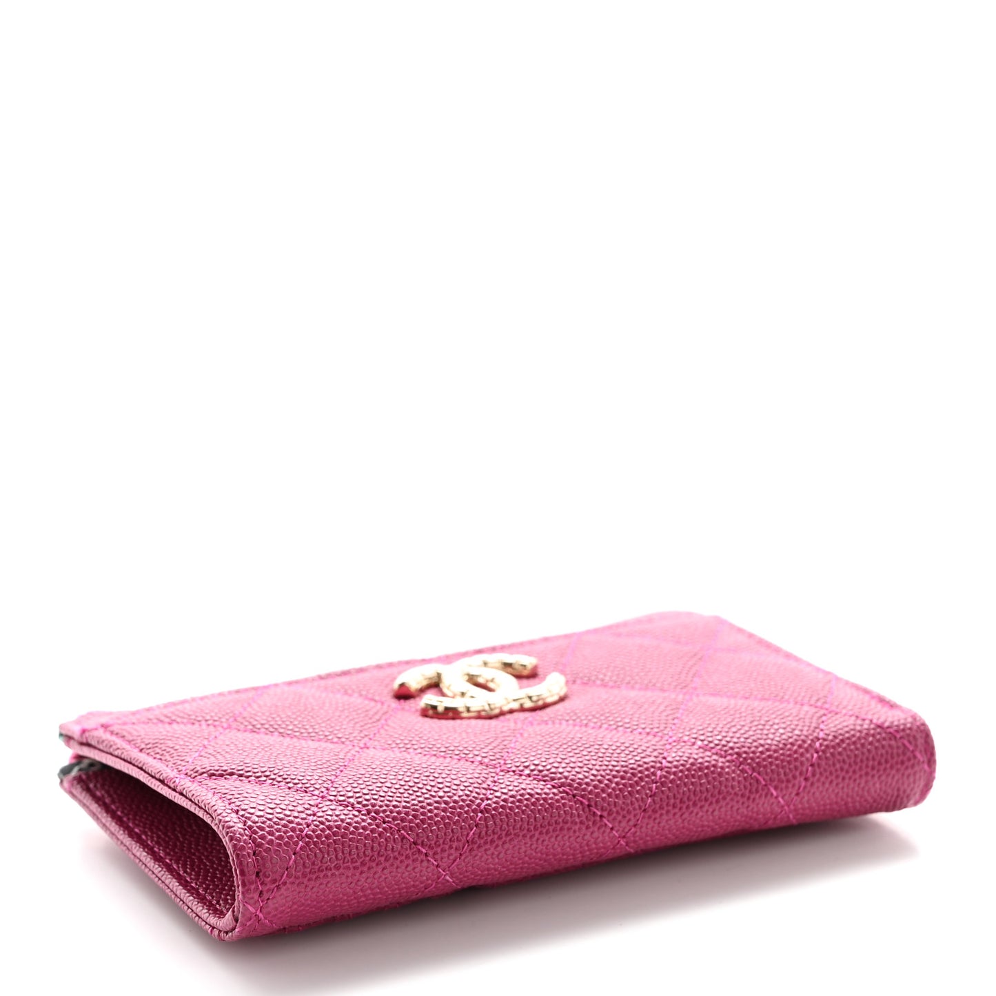 Caviar Quilted CC Zip Around Card Holder Dark Pink