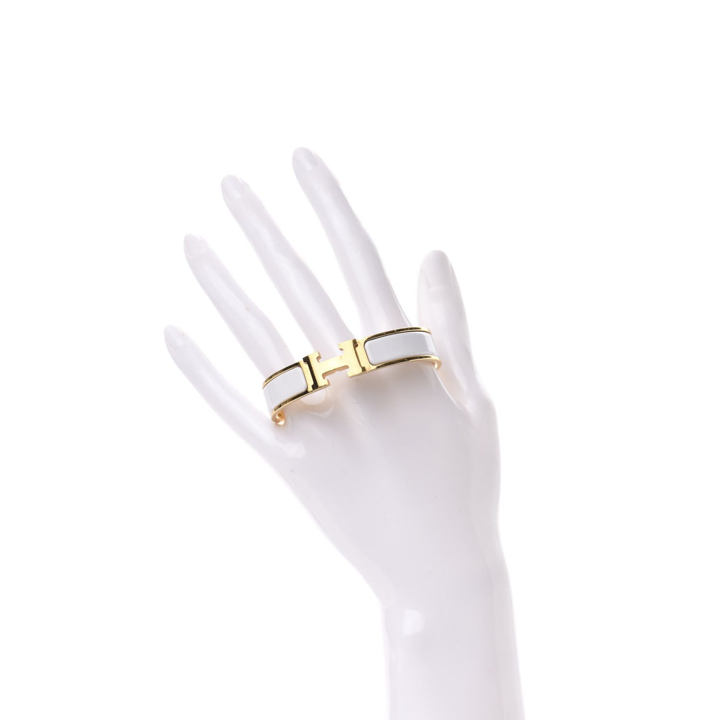 Enamel Narrow Clic Clac H Bracelet PM White