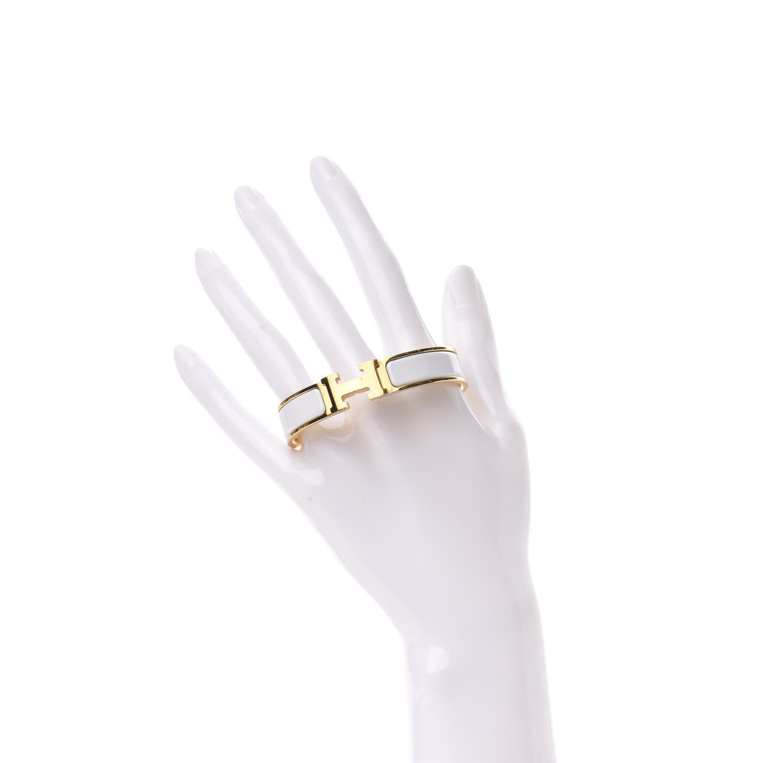 Hermes Enamel Narrow Clic Clac H Bracelet PM White 2 of 4