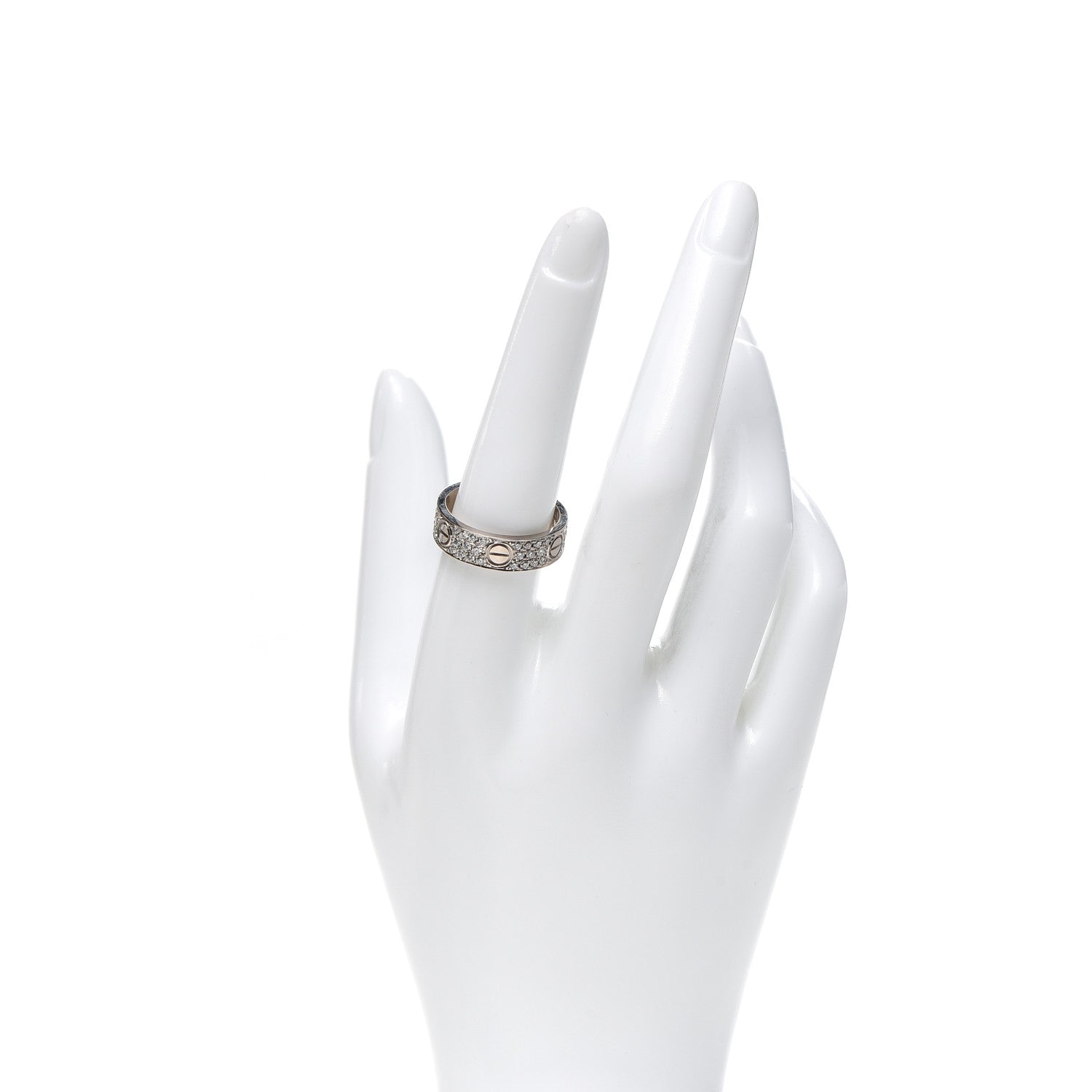Cartier 18K White Gold Diamond 6mm LOVE Paved Ring 58 8.25 2 of 6