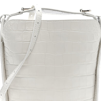 Balenciaga Calfskin Logo Crocodile Embossed XS Tool 2.0 North-South Tote White Black 7 of 9
