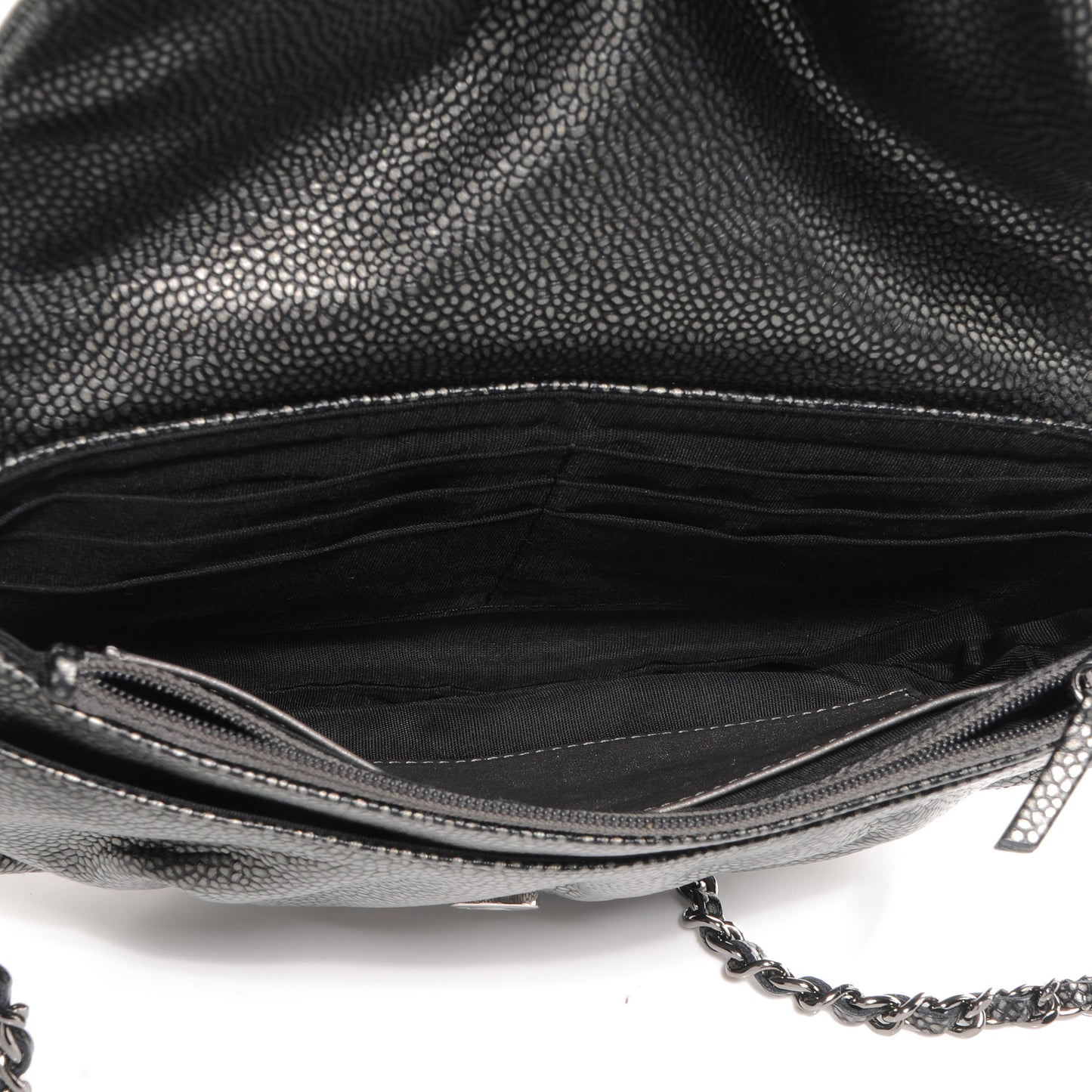 Caviar Half Moon Wallet On Chain WOC Dark Silver