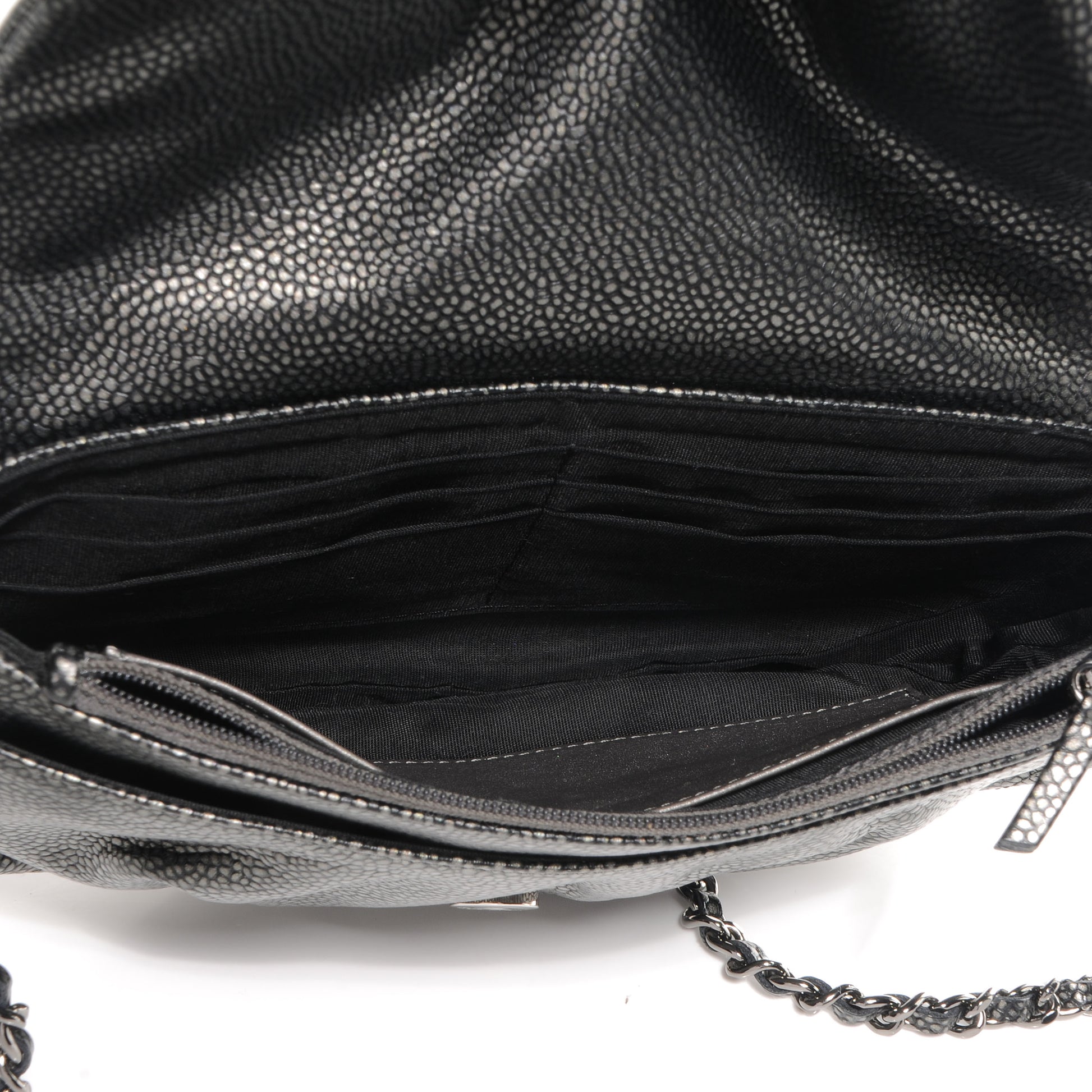 Chanel Caviar Half Moon Wallet On Chain WOC Dark Silver 4 of 7