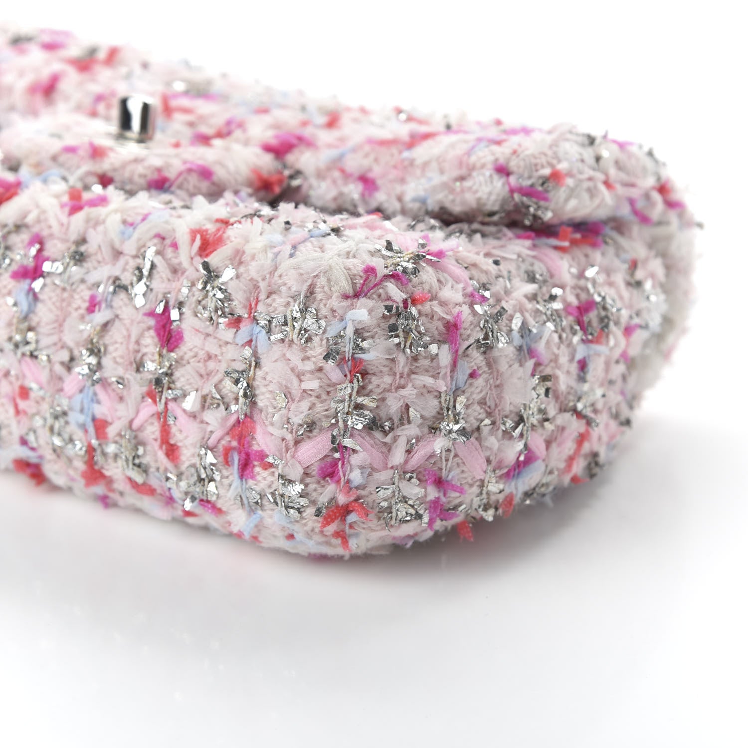 Chanel Tweed Quilted Mini Rectangular Flap Light Pink Silver Blue 7 of 11