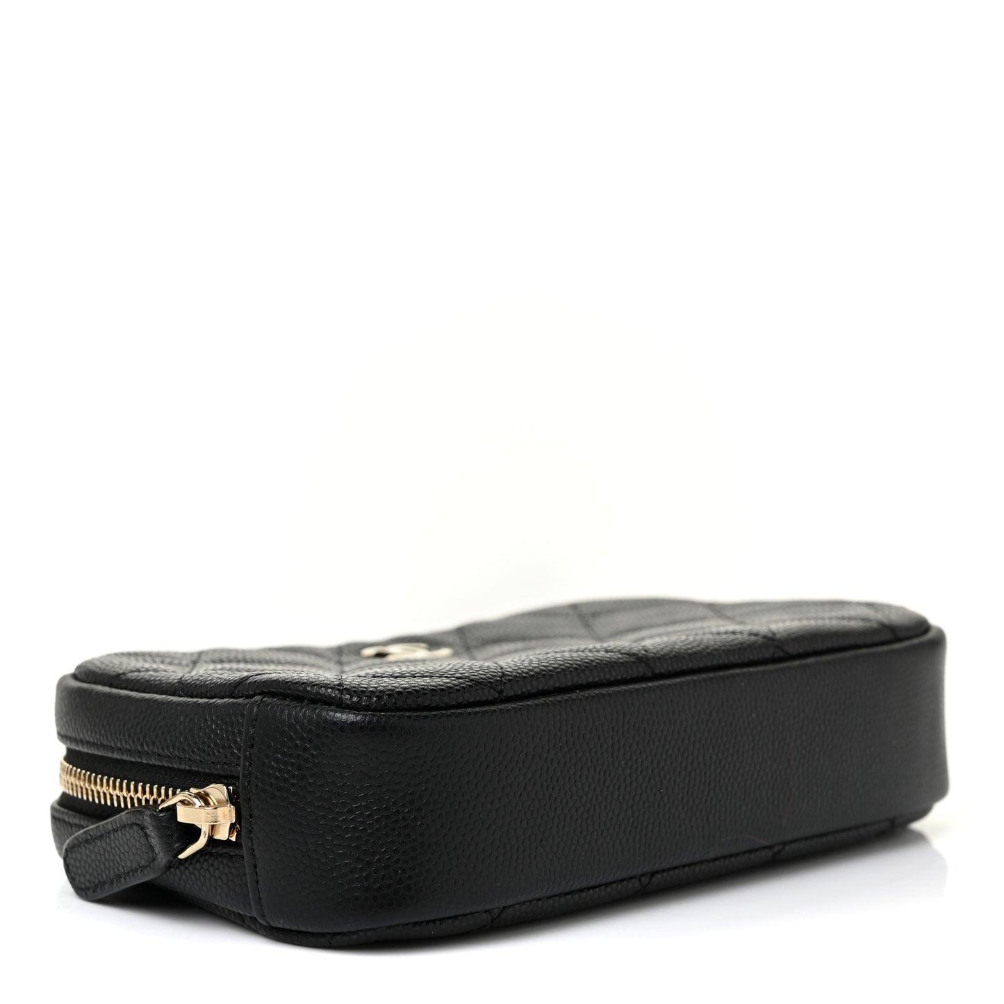 Caviar Quilted Small Curvy Pouch Cosmetic Case Black