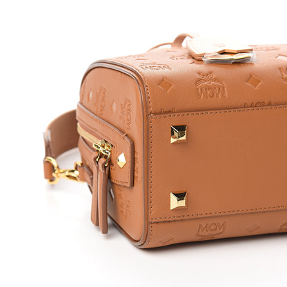 MCM Calfskin Ottomar Monogram Essential Boston Bag Cognac 6 of 8