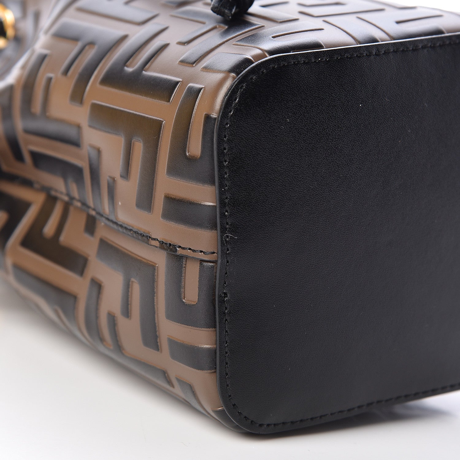 Fendi Vitello Liberty F is Fendi Bi-Color FF 1974 Embossed Mini Mon Tresor Bucket Bag Maya Black 10 of 13