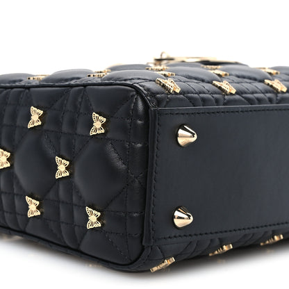 Christian Dior Lambskin Cannage Butterfly Studs Small Lady Dior Black 8 of 9