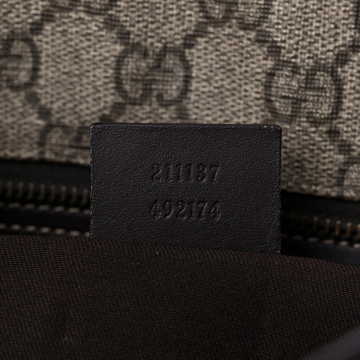 GG Supreme Monogram Medium Zippered Shopping Tote Dark Brown